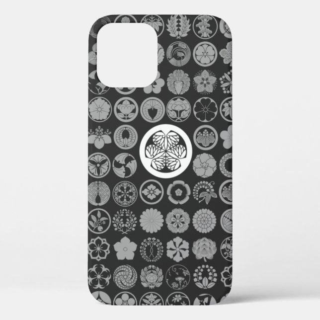 Funda De Case-Mate Para iPhone Flores y plantas negras [Family Crests] (Reverso )