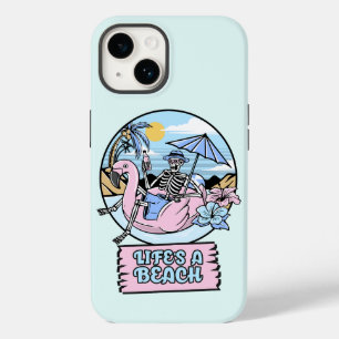 Funda Para iPhone 14 De Case-Mate Flotador de flamenco esqueleto en la playa de la v