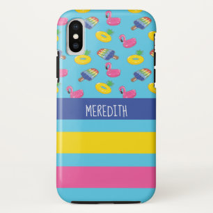 Funda Para iPhone X Flotas personalizadas de piscina azul brillante en