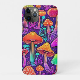 Funda Para iPhone 11 Pro Flowe Neon Mushrooms Dance