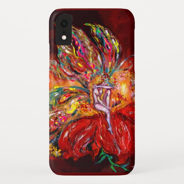 Funda De Case-Mate Para iPhone FLOWER FAIRY IN RED / Fantasy Floral (Reverso)