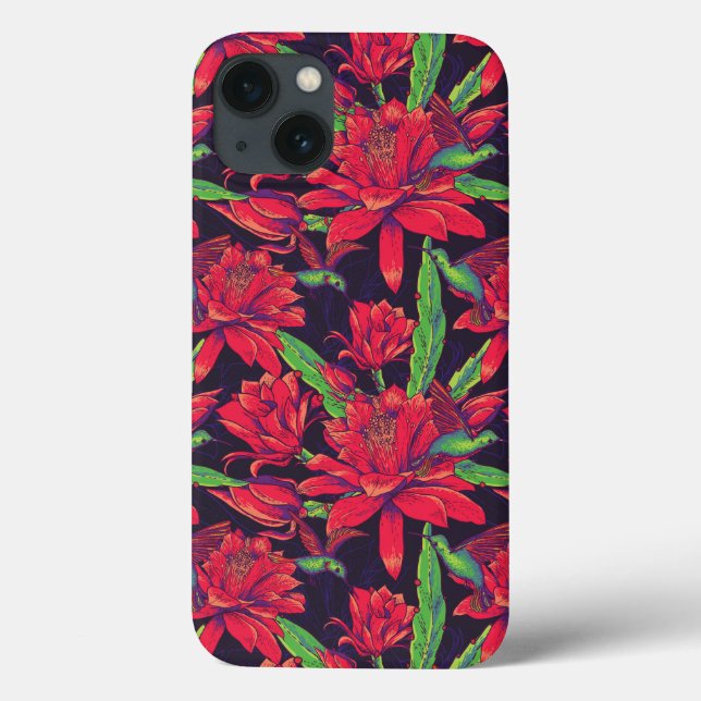 Funda De Case-Mate Para iPhone Flowers And Hummingbirds (Reverso)