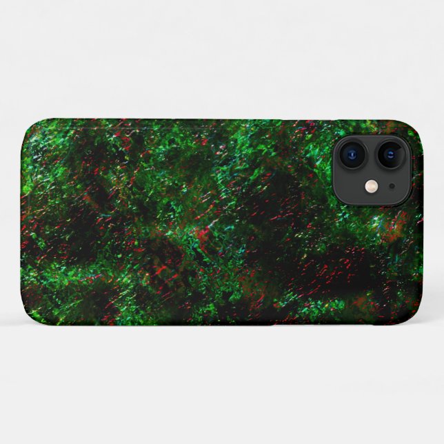 Funda De Case-Mate Para iPhone Fluctuación de puntos oscuros en verde llamativo y (Reverso (horizontal))