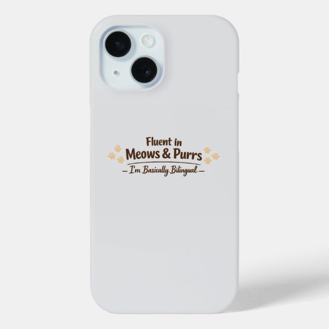 Funda De Case-Mate Para iPhone Fluent in Meows & Purrs Funny Cat Lover Gift (Reverso )
