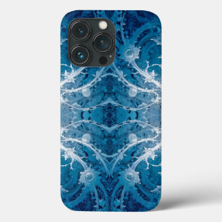 Funda Para iPhone 13 Pro Flujo cósmico sagrado - Simetría plateada azul
