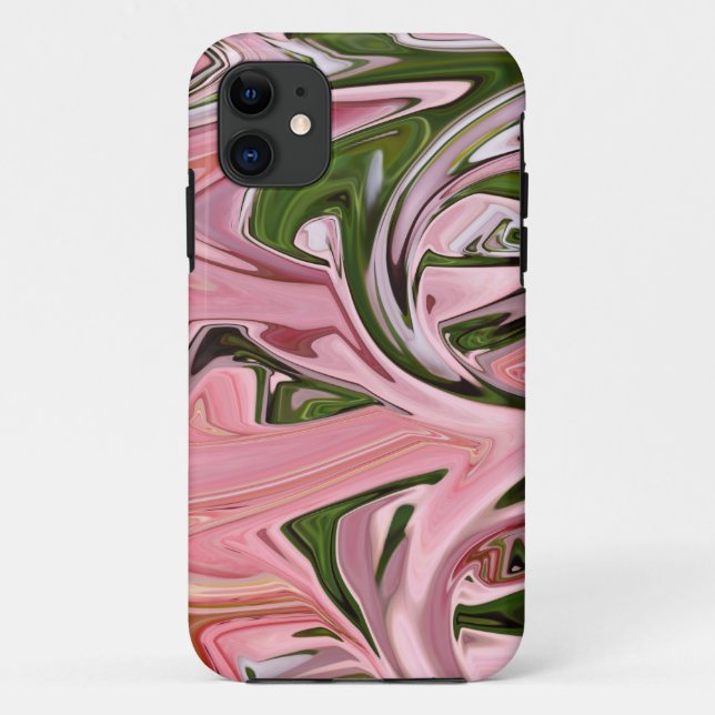 Funda De Case-Mate Para iPhone Flujo de arte rosa y verde (Reverso)