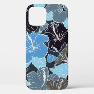 Funda Para iPhone 12 Flujo de hibiscos estilizados y curvados entrelaza