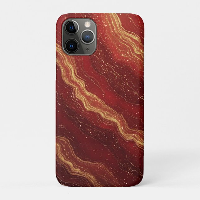 Funda De Case-Mate Para iPhone Flujo de Mármol Royal Gold ✨ Remolino Rojo Lujo Ab (Reverso)