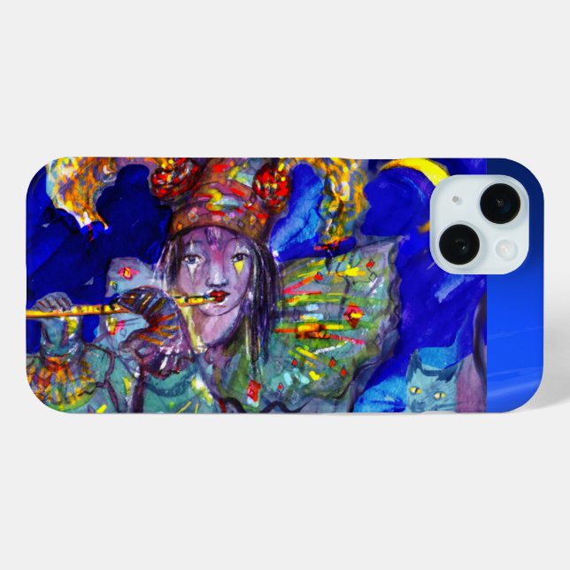 Funda De Case-Mate Para iPhone FLUTISTA EN AZUL / Noche de Carnaval veneciana (Reverso (Horizontal))