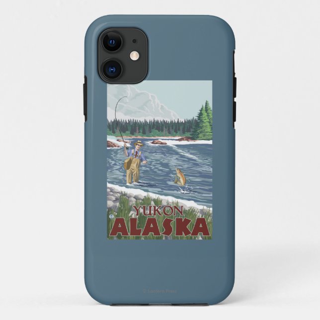 Funda De Case-Mate Para iPhone Fly Fisherman - Yukón, Alaska (Reverso)