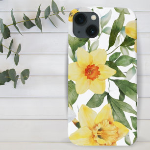 Funda Para iPhone 13 Focos florales amarillos, blancos y verdes
