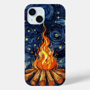 Funda Para iPhone 15 Fogata estilo Van Gogh