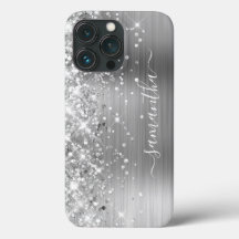 Foil Moderno Plateado Brillante Firma Femenina