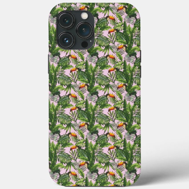 Funda De Case-Mate Para iPhone Foliage exótico de la jungla de aves tropicales (Reverso )