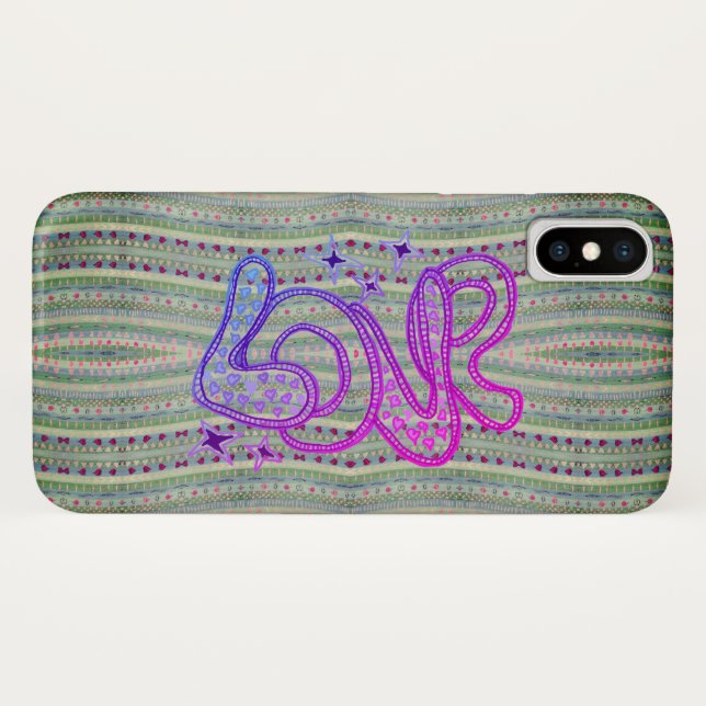 Funda De Case-Mate Para iPhone Folk Psychedelic Pretty Hearts Love (Reverso (horizontal))