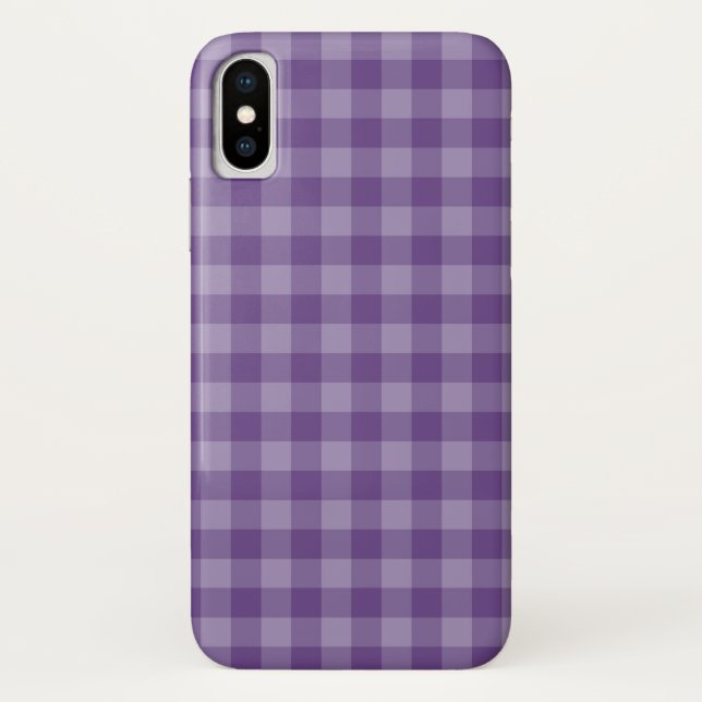 Funda De Case-Mate Para iPhone Fondo a cuadros violeta (Reverso)
