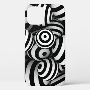 Funda Para iPhone 12 Fondo abstracto blanco con bolas y lin negro