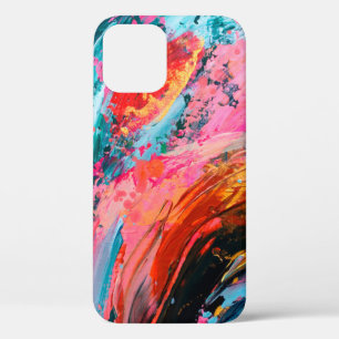 Funda Para iPhone 12 Fondo abstracto de color brillante pintado a mano