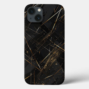 Funda Para iPhone 13 Fondo abstracto negro y dorado elegante