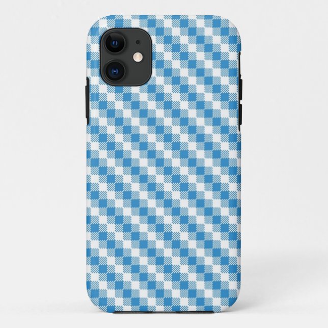 Funda De Case-Mate Para iPhone fondo Azul-blanco de los cuadrados (Reverso)