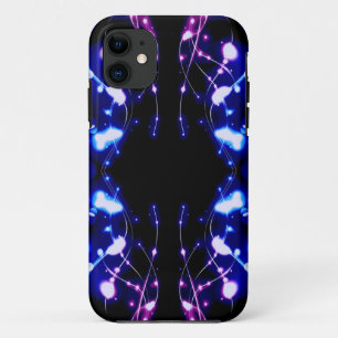 Funda Para iPhone 11 Fondo azul claro brillante con estrellas y bokeh