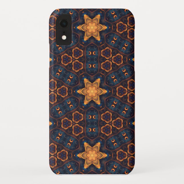 Funda De Case-Mate Para iPhone Fondo azul de las flores amarillas (Reverso)