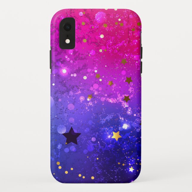 Funda De Case-Mate Para iPhone Fondo azul rosa brillante (Reverso)