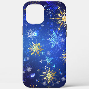 title_seo2 Fondo azul XMAS con copos de nieve dorados