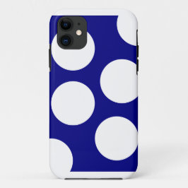 Funda Para iPhone 11 Fondo azul y grandes círculos blancos Punto de pol