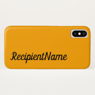 Funda Para iPhone X Fondo básico, mínimo, anaranjado y nombre negro