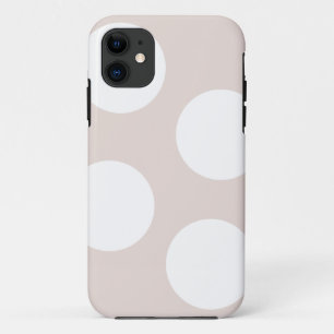Funda Para iPhone 11 Fondo beige con círculos blancos. Lunares