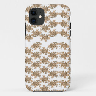 Funda Para iPhone 11 fondo blanco con flores marrones sobre él
