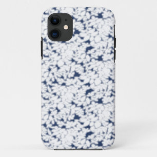 Funda Para iPhone 11 fondo blanco y azul con un patrón
