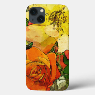 Funda Para iPhone 13 fondo colorido 2 del vintage floral del arte
