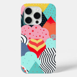 Funda Para iPhone 15 Pro Fondo colorido de formas, puntos y líneas