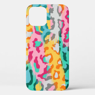 Funda Para iPhone 12 Fondo colorido de piel de animal leopardo abstract