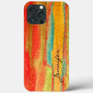 Funda Para iPhone 13 Pro Max Fondo colorido y moderno de madera