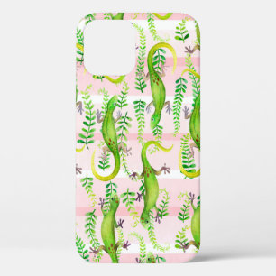 Funda Para iPhone 12 fondo con ilustracion acuarela de g verde