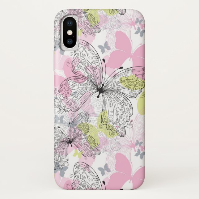 Funda De Case-Mate Para iPhone Fondo con la mariposa (Reverso)