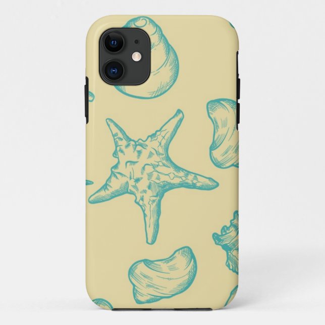 Funda De Case-Mate Para iPhone Fondo con las cáscaras. Mano dibujada (Reverso)