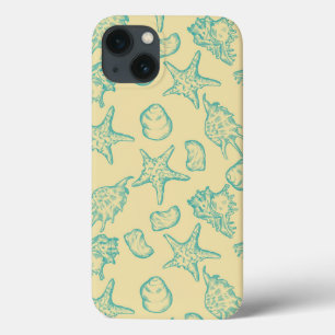 Funda Para iPhone 13 Fondo con las cáscaras. Mano dibujada 2