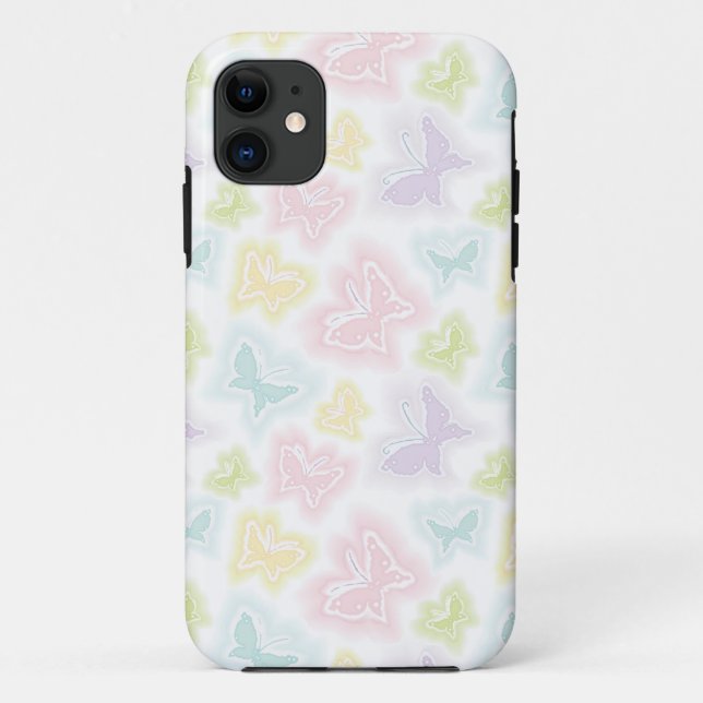 Funda De Case-Mate Para iPhone Fondo con las mariposas en acuarela (Reverso)