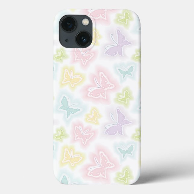 Funda De Case-Mate Para iPhone Fondo con mariposas en acuarela (Reverso)