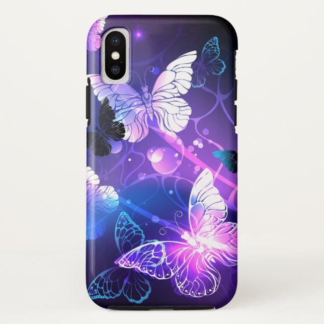 Funda De Case-Mate Para iPhone Fondo con mariposas nocturnas (Reverso)