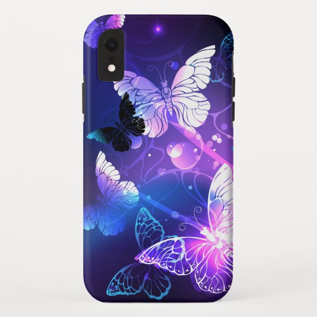 Funda De Case-Mate Para iPhone Fondo con mariposas nocturnas (Reverso)