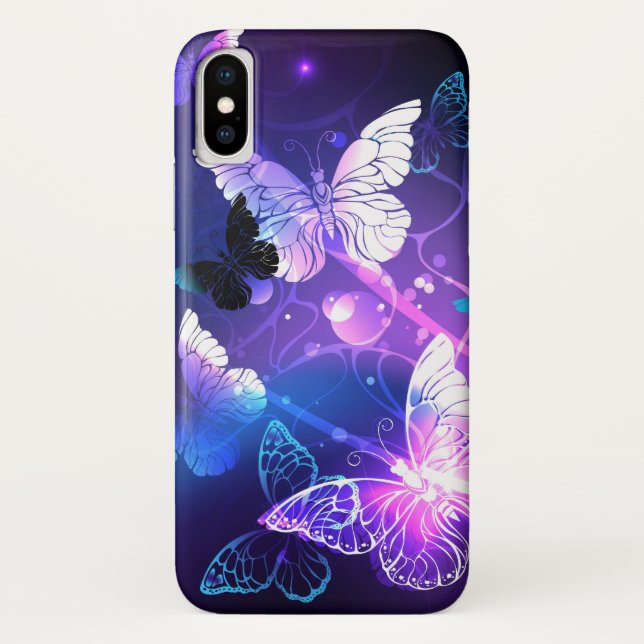 Funda De Case-Mate Para iPhone Fondo con mariposas nocturnas (Reverso)