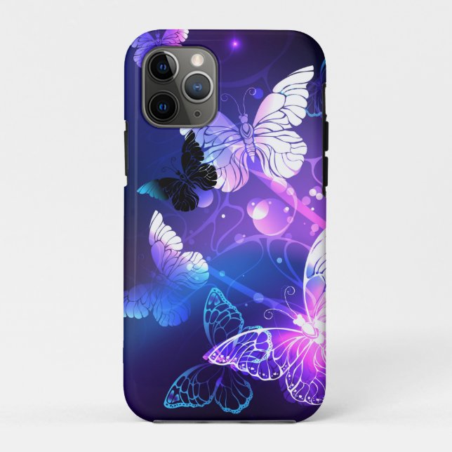 Funda De Case-Mate Para iPhone Fondo con mariposas nocturnas (Reverso)