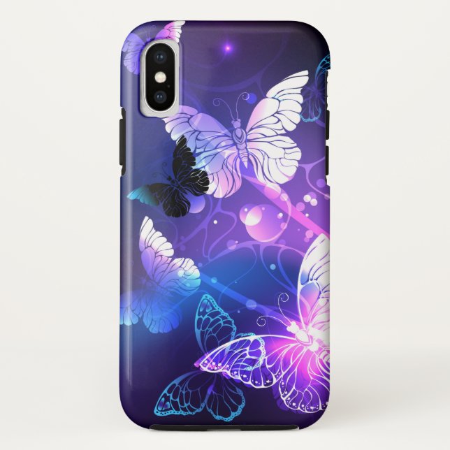 Funda De Case-Mate Para iPhone Fondo con mariposas nocturnas (Reverso)