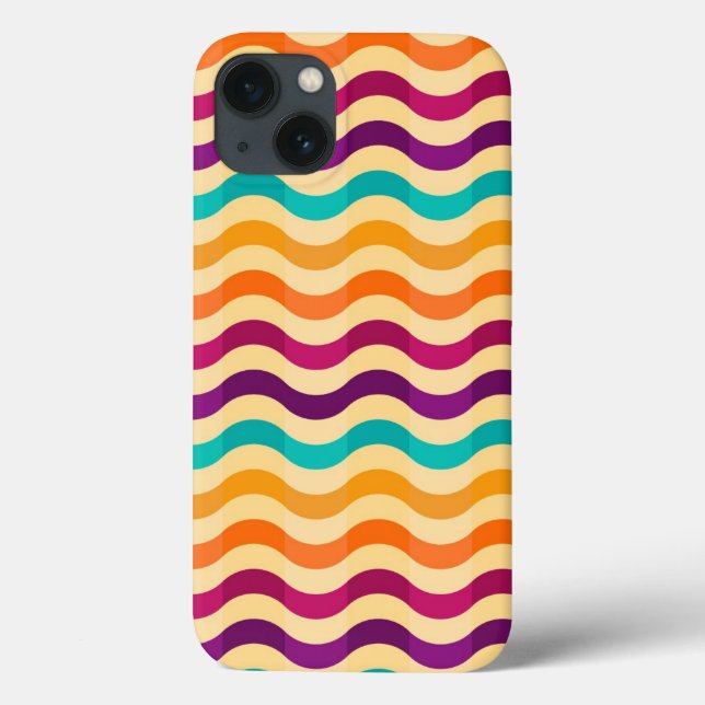 Funda De Case-Mate Para iPhone Fondo con rayas en retro 2 (Reverso)