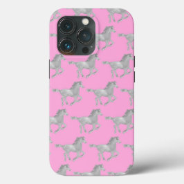 Funda Para iPhone 13 Pro Fondo cromado rosa para caballo